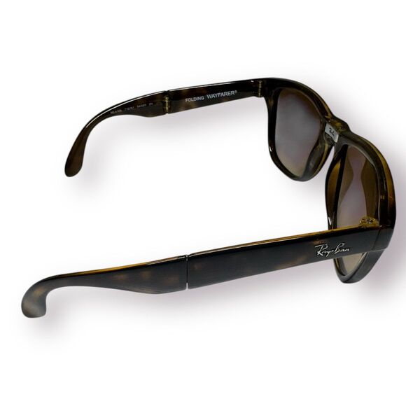 Ray-Ban RB4105 Wayfarer Folding Classic Sunglasses Polished Light Havana 710/51 - Picture 6 of 12